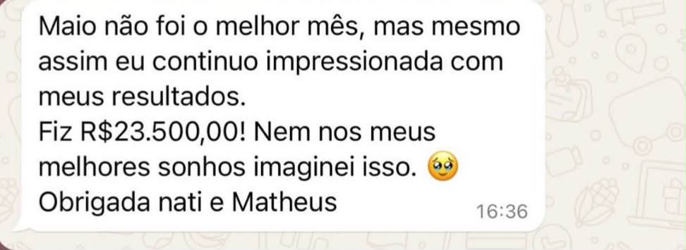 Faturamento de R$23.500 em maio